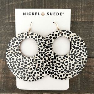 Nickel + Suede Leather Earrings - Speckled Novas
